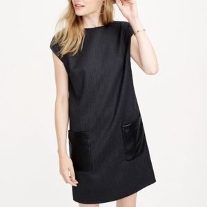 J. Crew faux leather pocket shift dress